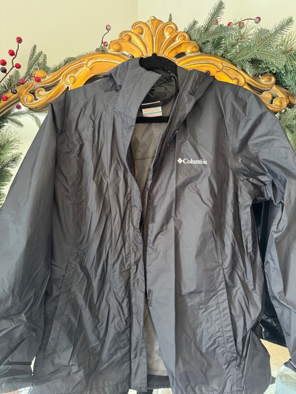 Columbia Women’s Black Rain Jacket with White Logo